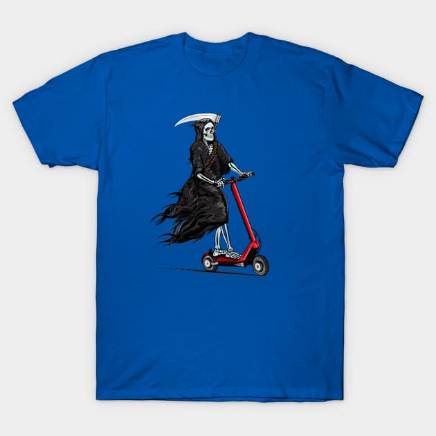 Death Rides A Lively E-Scooter T-Shirt by FanboyMuseum